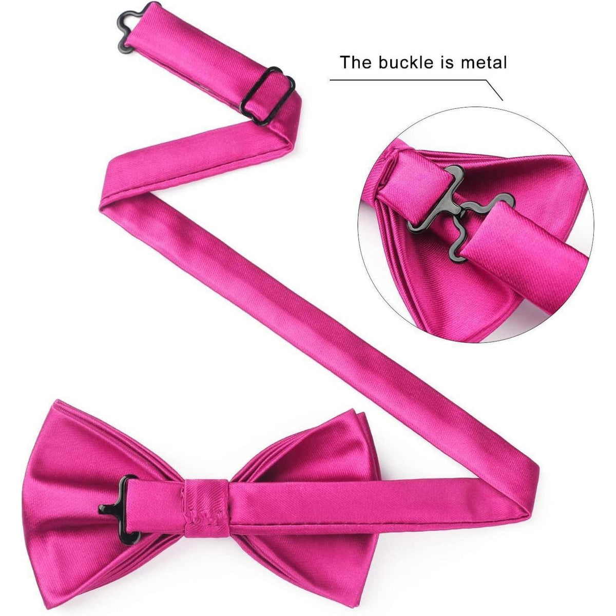 Fliegen-Set mit Einstecktuch für Herren, vorgebunden, fuchsia