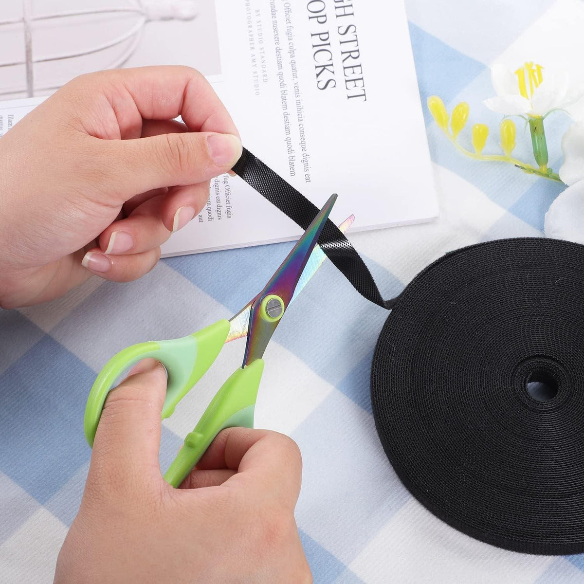 15m Klett Kabelbinder 10mm Schwarz - Wiederverschließbarer