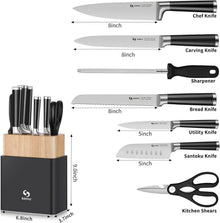 SANHUI 8-teiliges Küchenmesser-Set mit Gummi-Holzblock