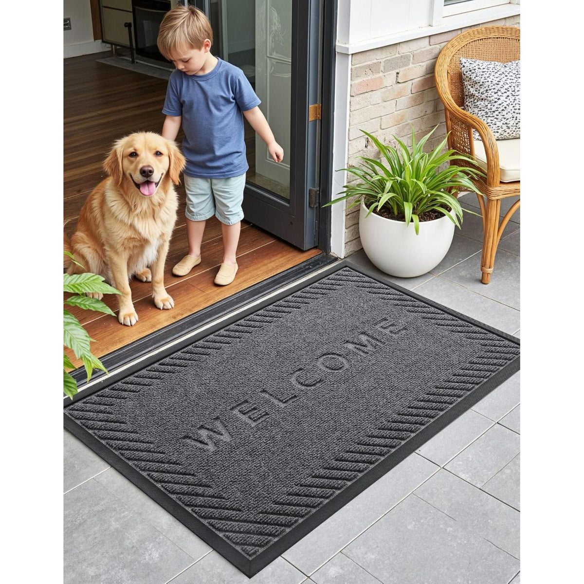 Fußmatte Outdoor rutschfest 90x150 cm Schwarz-Grau