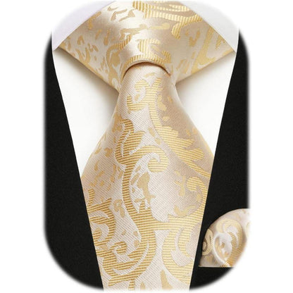 Herren Krawatten- und Einstecktuch-Set Paisley mit einfacher Pflege