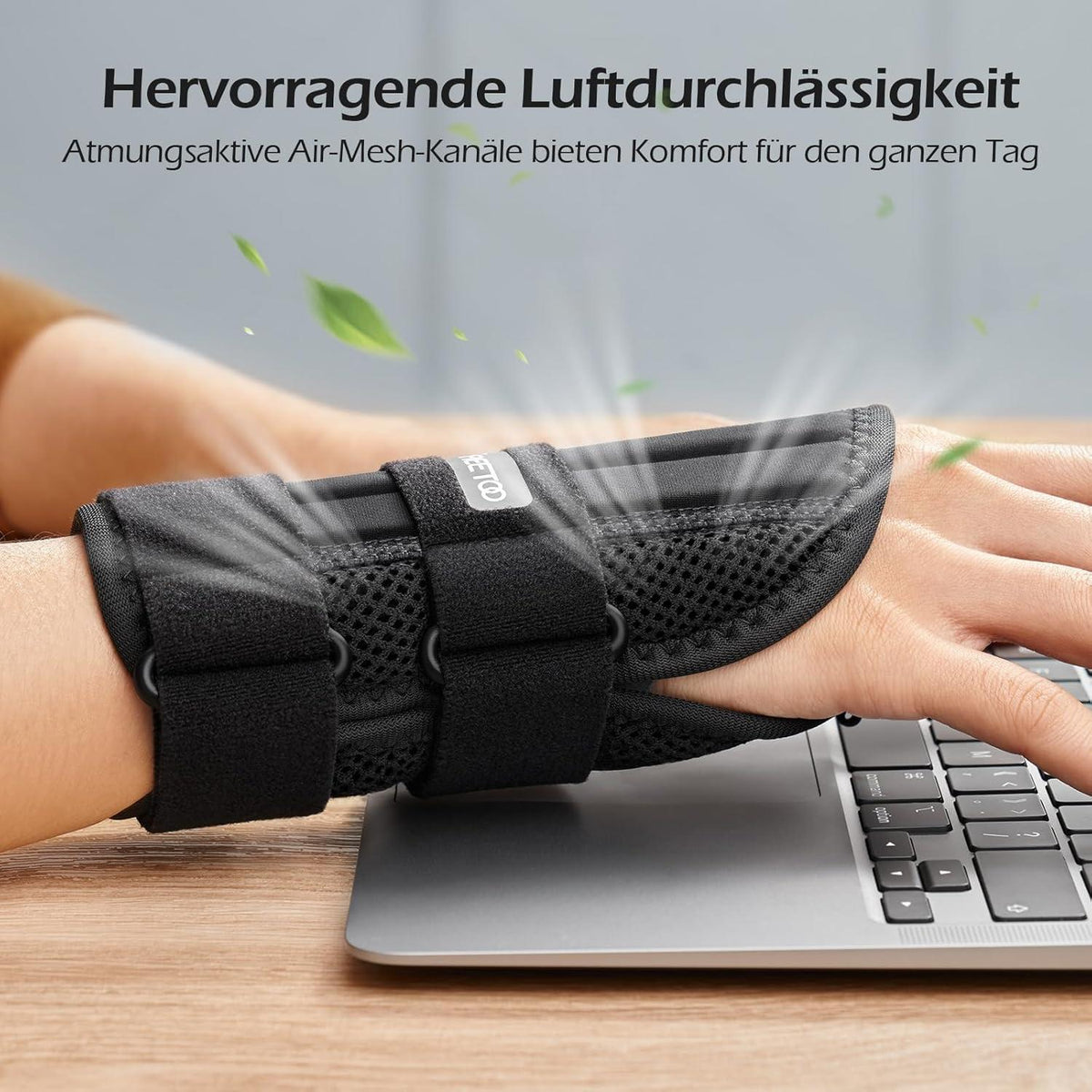 Handgelenkbandage mit 3 Schienen für Männer Frauen S/M Links-Grau