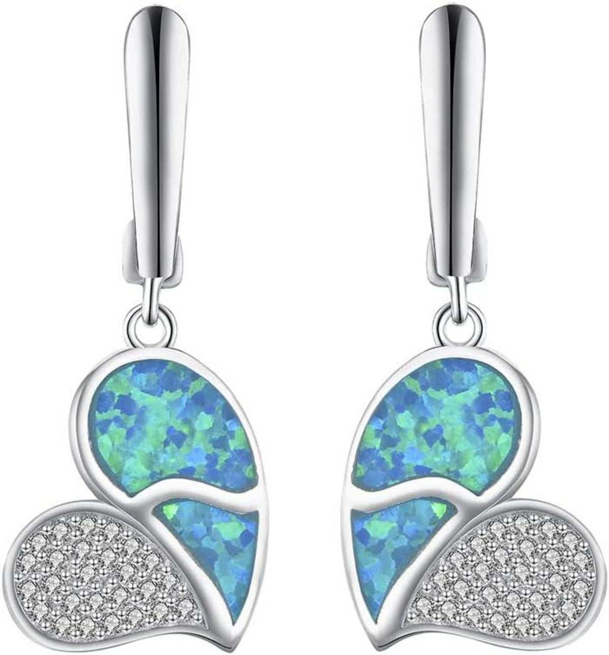 GW Ohrringe Silber 925 Blauer Opal Herz Damenohrringe Geschenke Frau