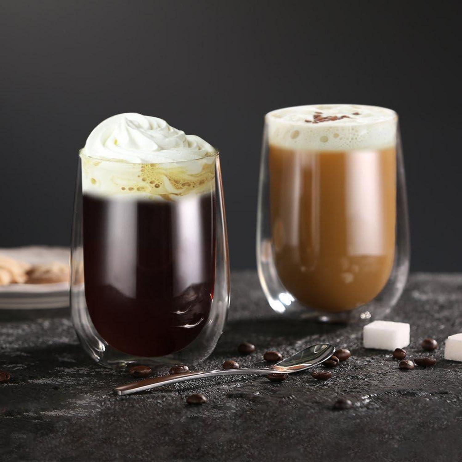 Doppelwandige Latte Macchiato Gläser 4er Set Borosilikatglas 350ml