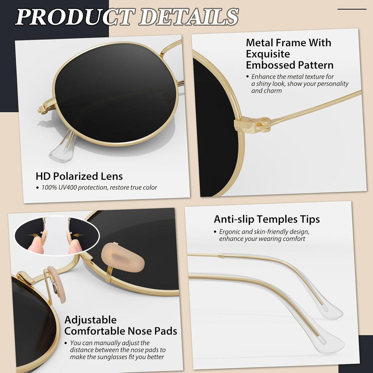 Polarisierte UV400 Retro Runde Verspiegelte Sonnenbrille