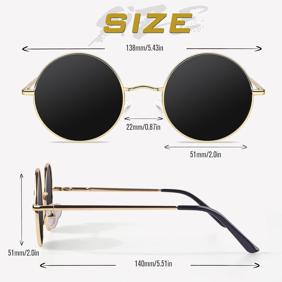 Polarisierte Runde Sonnenbrille UV400 Schutz Retro MEZ1 Herren Damen