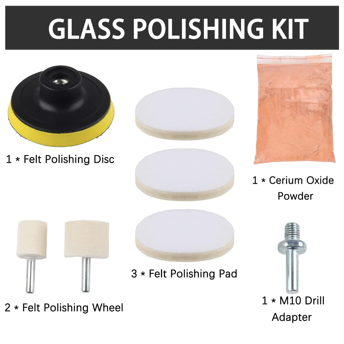 Polierscheiben Set für Glas und Marmor, 8-teilig