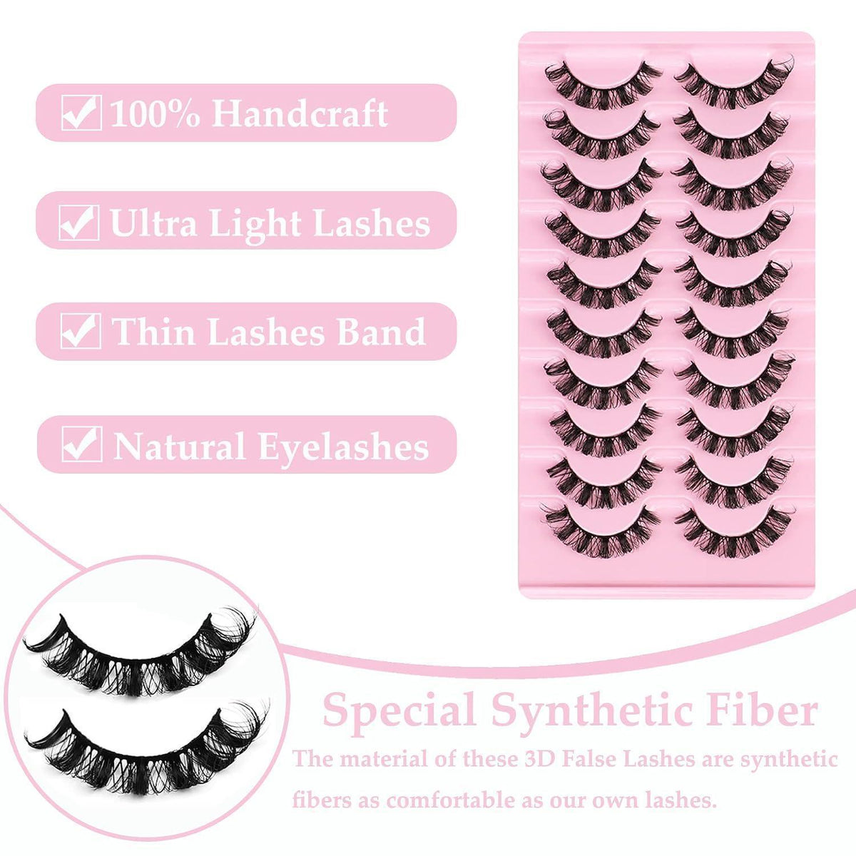 10 Paare 3D Falsche Wimpern Set mit Clip – Natürliche Russian Lashes