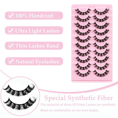 10 Paare 3D Falsche Wimpern Set mit Clip – Natürliche Russian Lashes