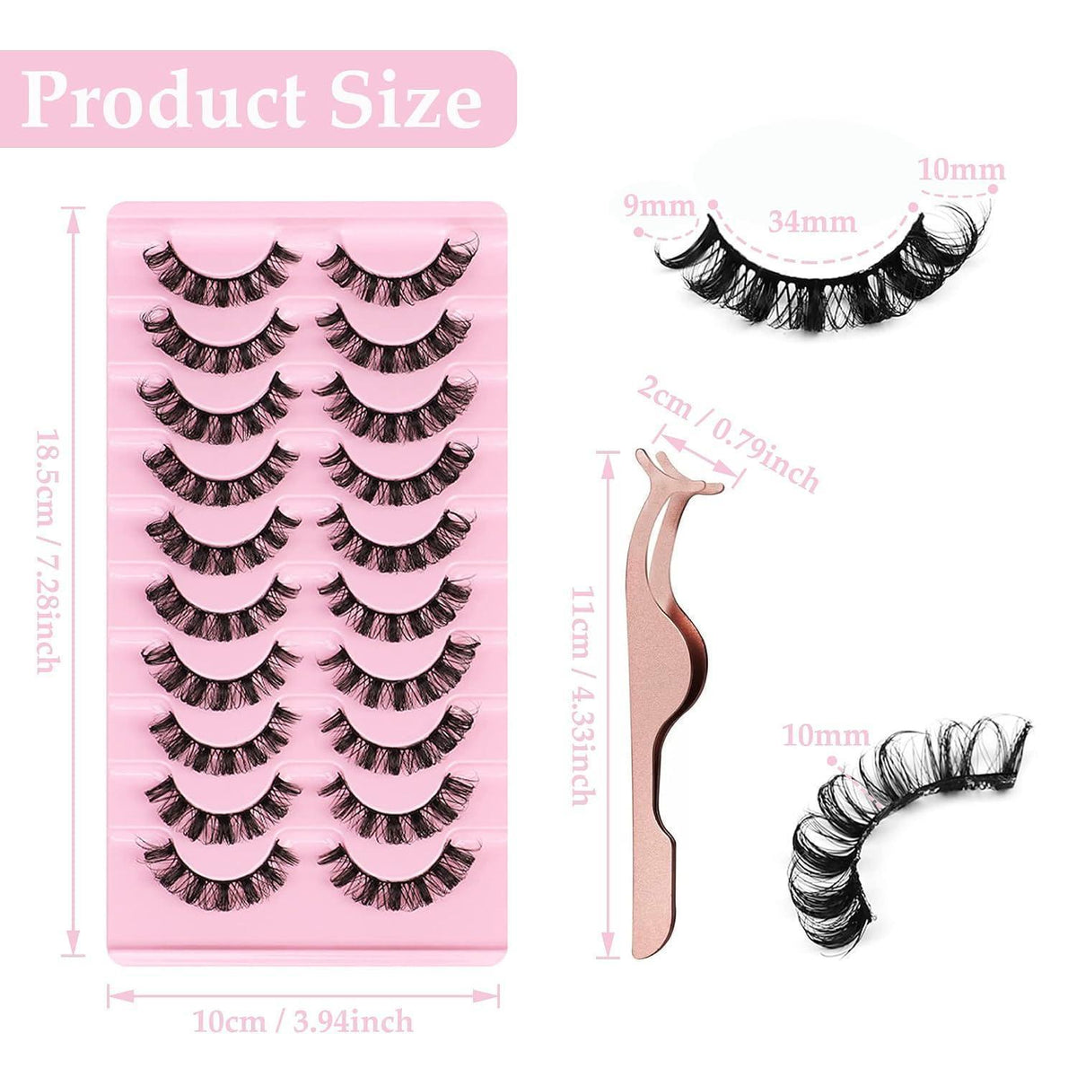 10 Paare 3D Falsche Wimpern Set mit Clip – Natürliche Russian Lashes