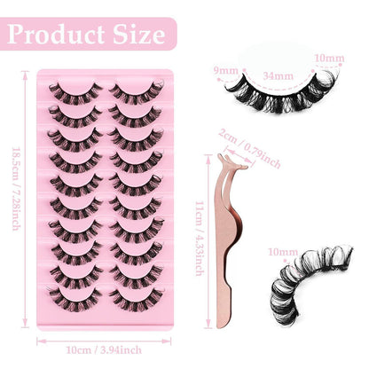 10 Paare 3D Falsche Wimpern Set mit Clip – Natürliche Russian Lashes