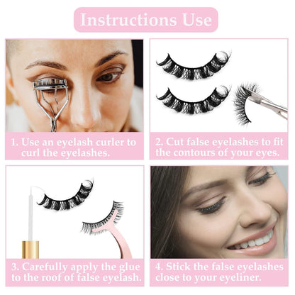 10 Paare 3D Falsche Wimpern Set mit Clip – Natürliche Russian Lashes