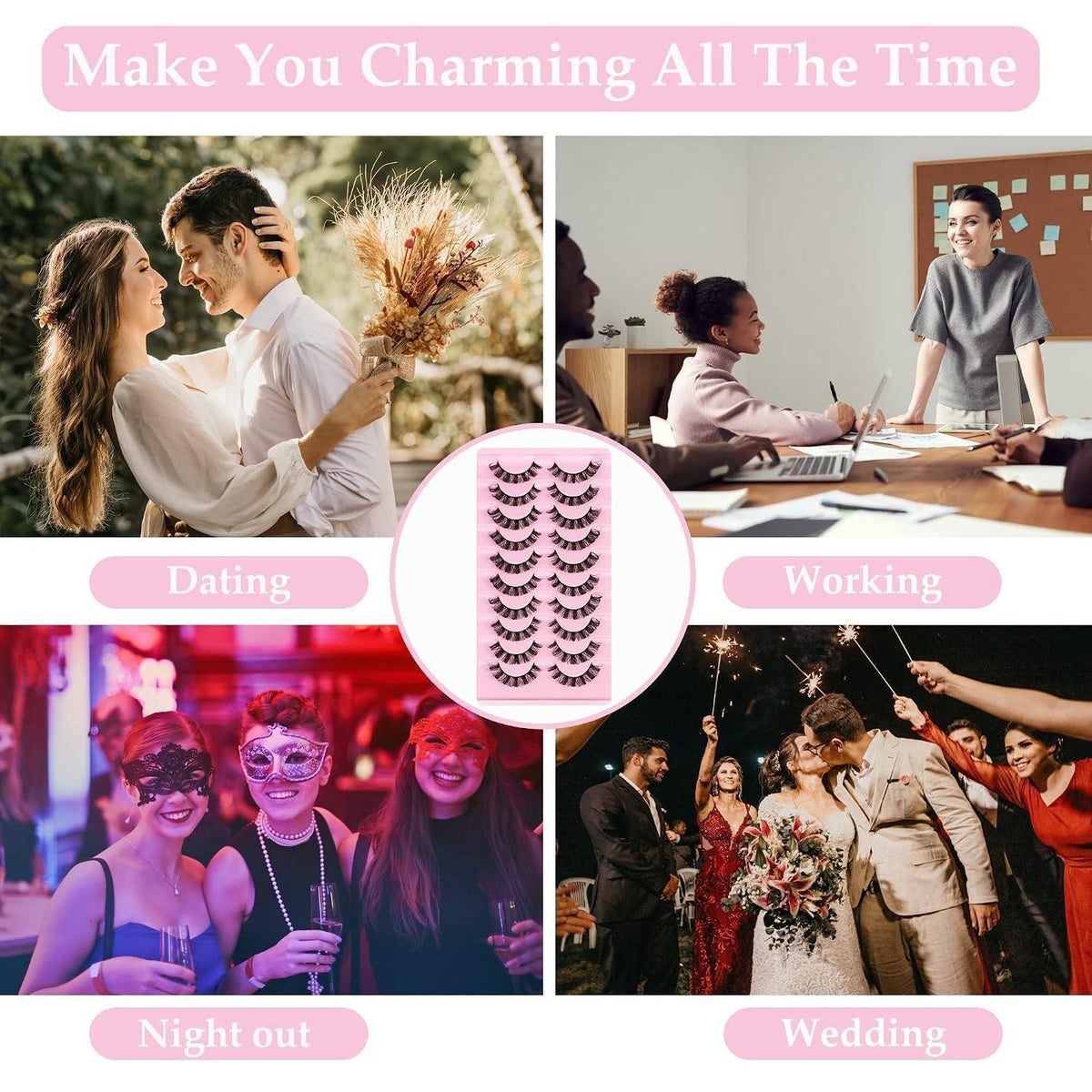 10 Paare 3D Falsche Wimpern Set mit Clip – Natürliche Russian Lashes