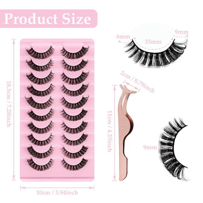 10 Paare 3D Falsche Wimpern Set mit Clip – Natürlicher Look
