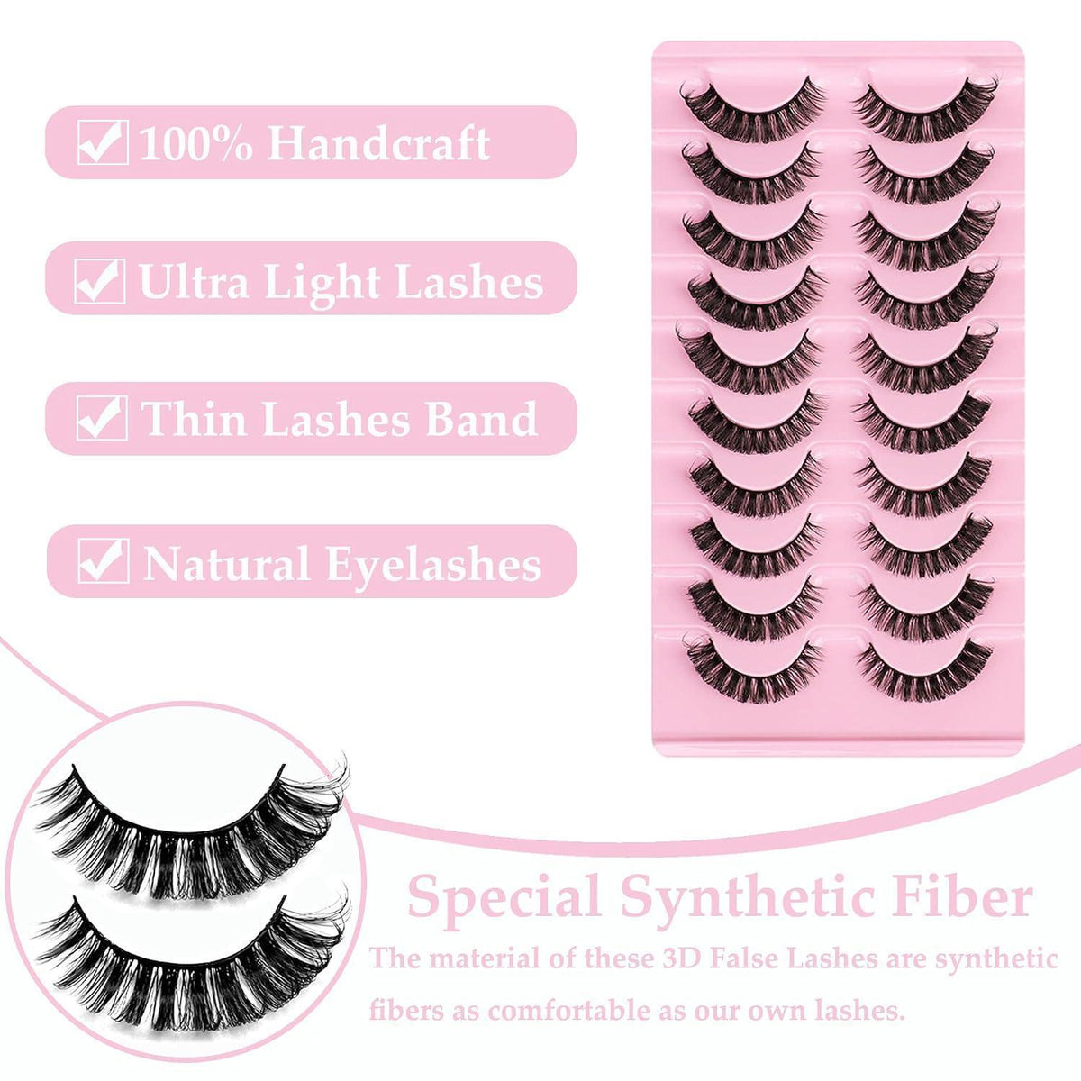 10 Paare 3D Falsche Wimpern Set mit Clip – Natürlicher Look