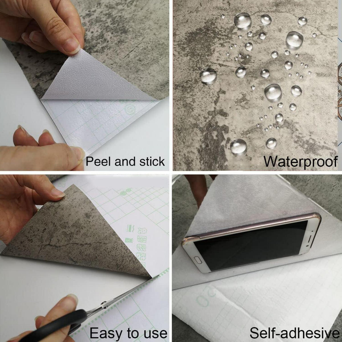 Graue Betonkontaktpapier Wasserfest Selbstklebende Tapete 3D-Wandbild