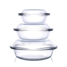 6tlg. Glas Auflaufform Set mit Deckel - 0,5L, 1L, 1,8L