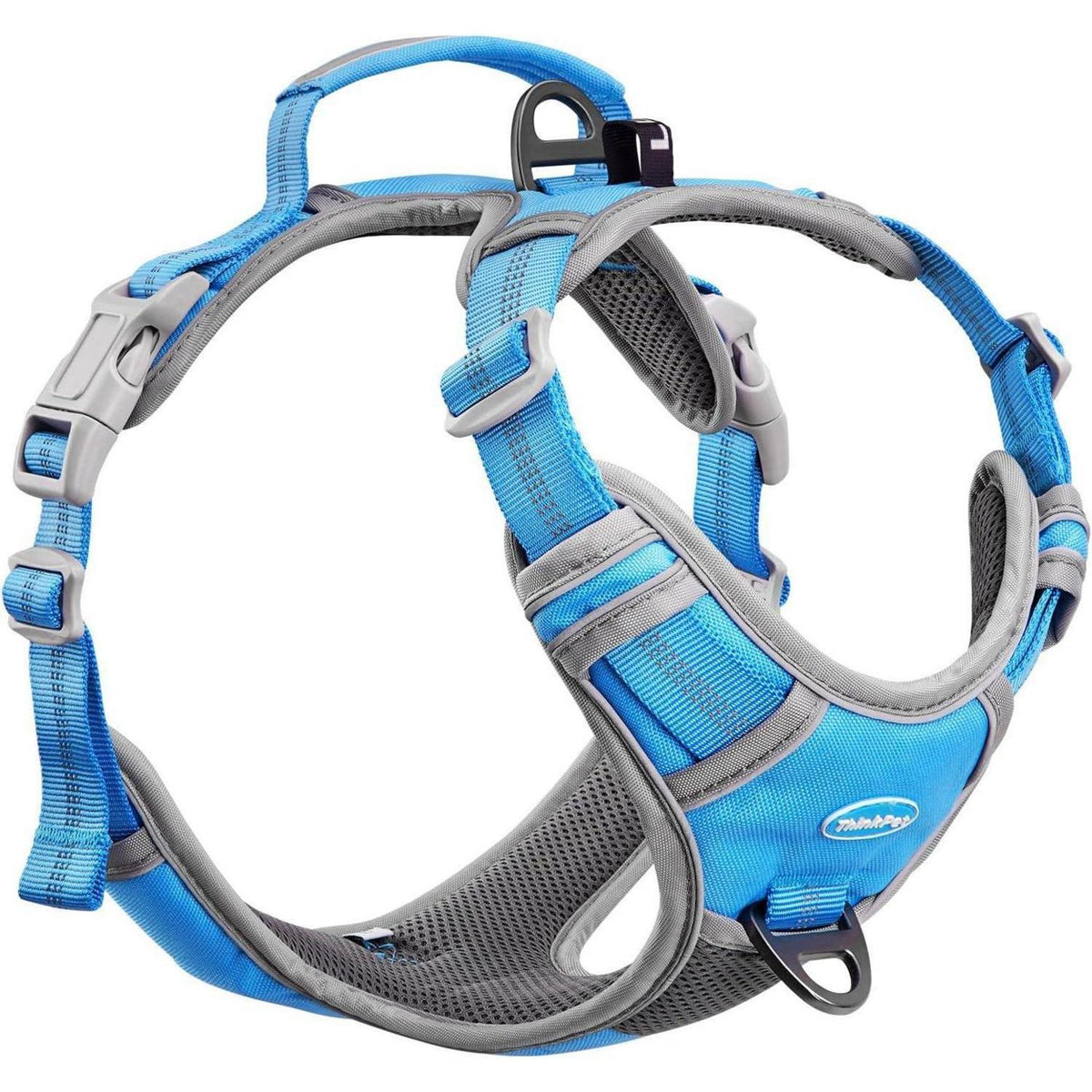 Hundegeschirr mit Griff, atmungsaktiv, reflektierend, Blau XL