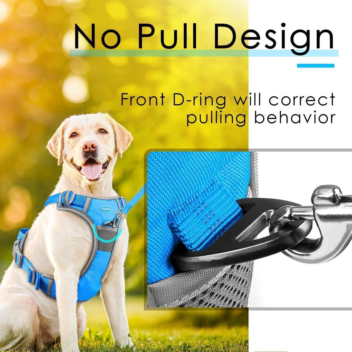 Hundegeschirr mit Griff, atmungsaktiv, reflektierend, Blau XL