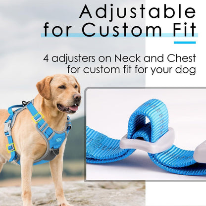 Hundegeschirr mit Griff, atmungsaktiv, reflektierend, Blau XL