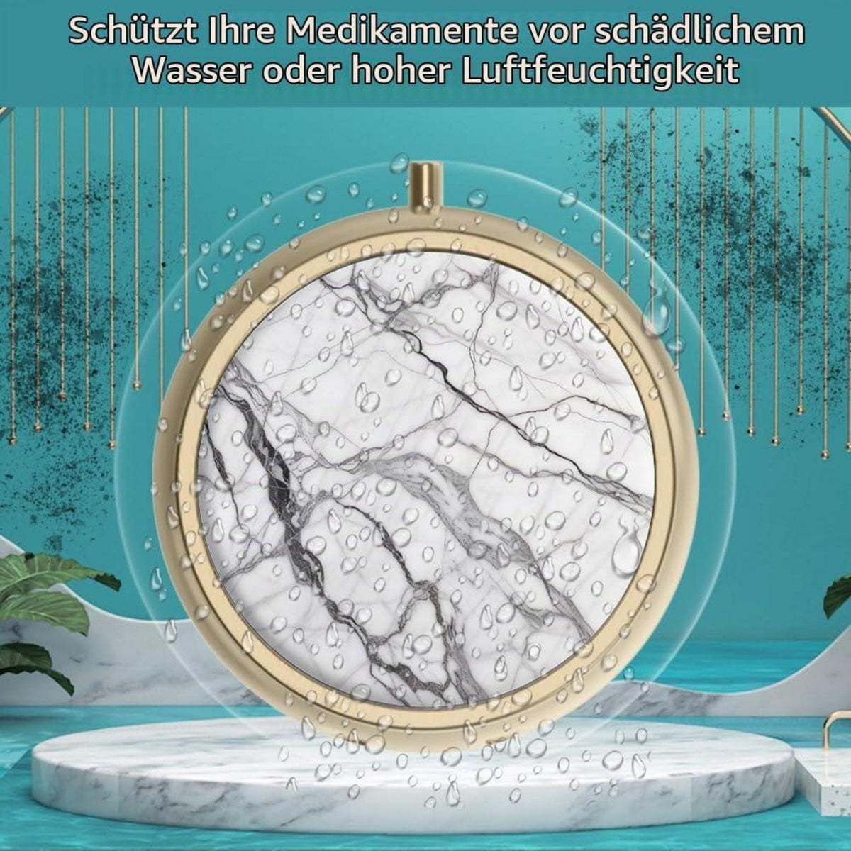 Retro Pillendose Set (2er Pack) mit Spiegel – Bronze