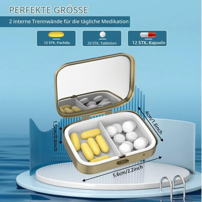 Retro Pillendose Set (2er Pack) mit Spiegel – Bronze