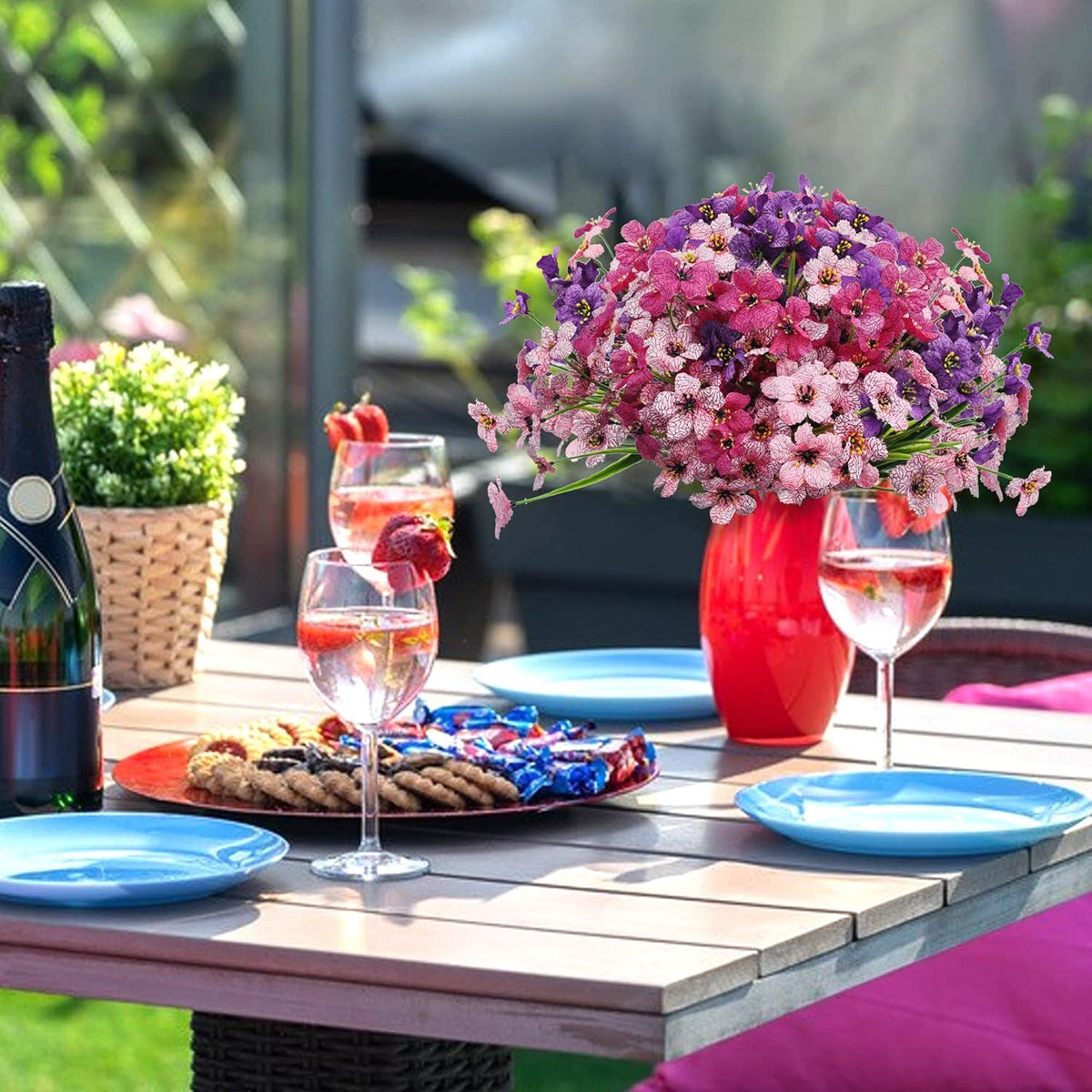 Kunstblumen Balkon Wetterfest Künstliche Blumen UV-beständig 9 Bündel
