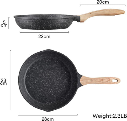 JEETEE Aluminium Bratpfanne 28 cm Antihaft Induktion Gas