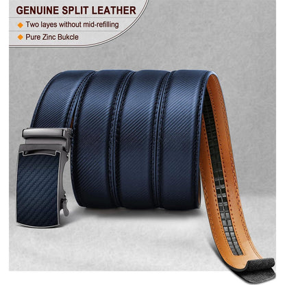 Herren Gürtel mit Automatikschließe, Navy Blau in Lederoptik