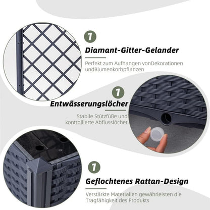 Pflanzkübel mit Rankgitter für Kletterpflanzen und Hochbeet