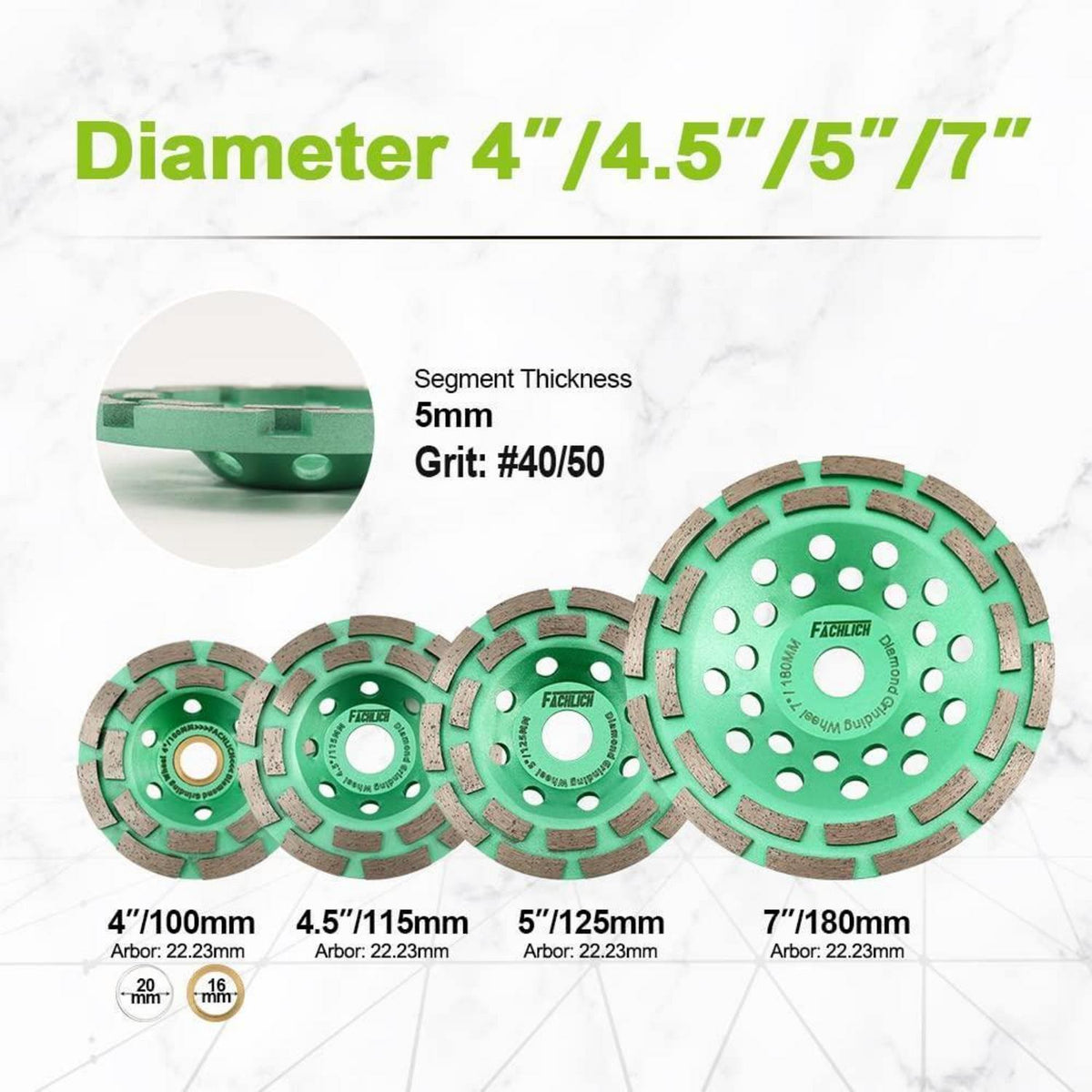 Diamant Schleiftopf Doppelreihe 180mm für Beton & Stein
