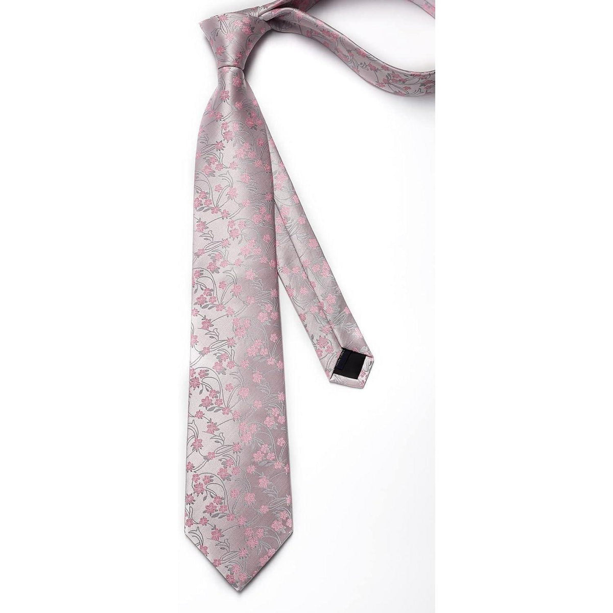 Herren Krawatten-Set Paisley Hell-Pink mit Einstecktuch & Manschettenknöpfen