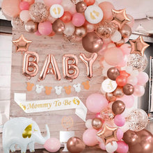 Babyshower Deko Set Rosa Rosegold Girlande Ballons Schärpe Topper