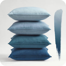 Kissenbezug Samt 45x45 4er Set blau Farbverlauf Dekokissen Sofa