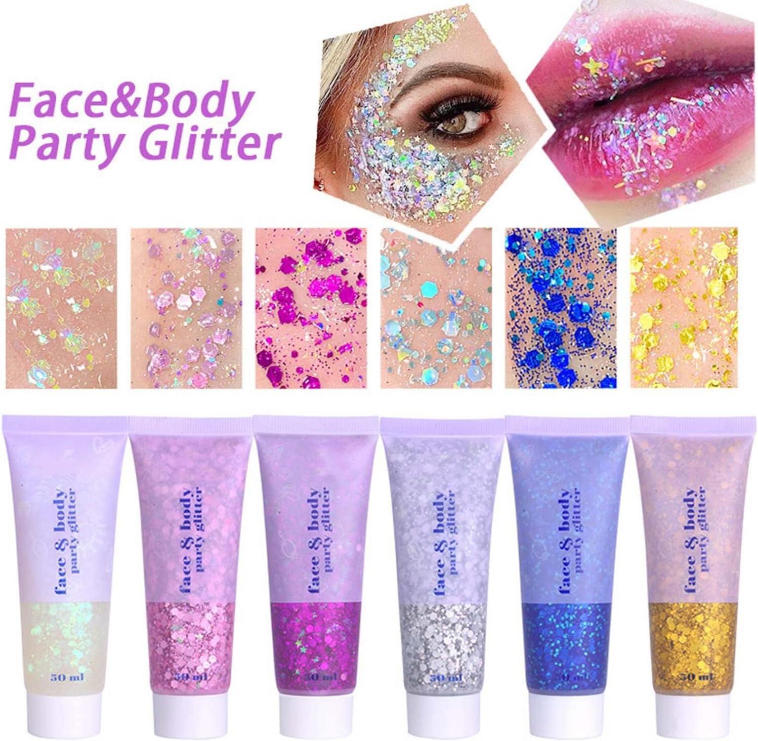 Prreal Mermaid Sequins Chunky Glitter Gel Kit 50ml - Long-Lasting Festival