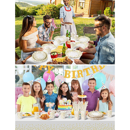Partygeschirr Set Kindergeburtstag Weißgold für 25 Gäste