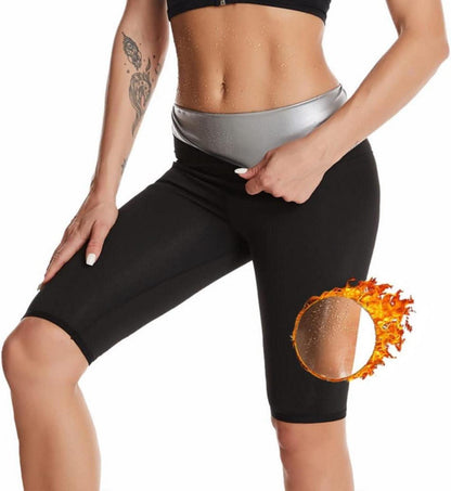 Sauna Sporthose Damen Shorts High Waist Bauch Weg Leggings
