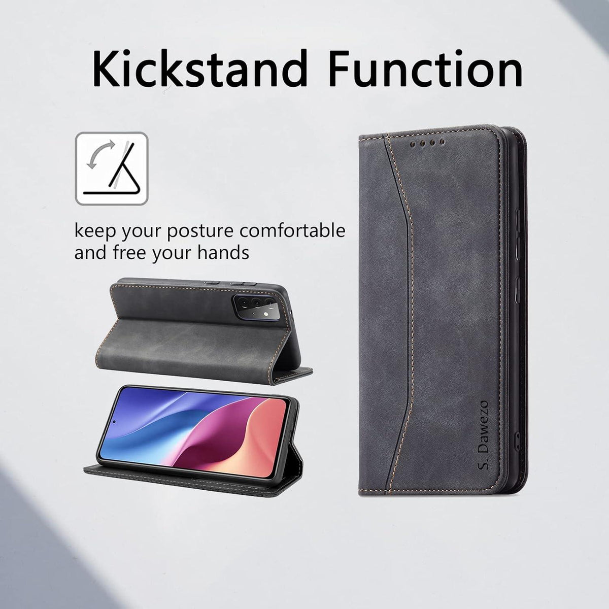 Samsung Galaxy A72 Hülle: Premium Leder Magnet Handyhülle