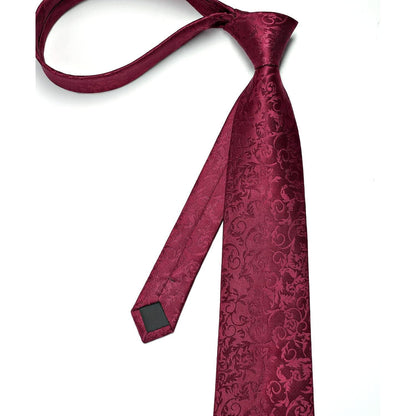 Herren Krawatten Set Seide Paisley mit Einstecktuch & Manschettenknöpfen