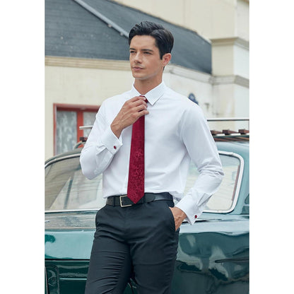 Herren Krawatten Set Seide Paisley mit Einstecktuch & Manschettenknöpfen