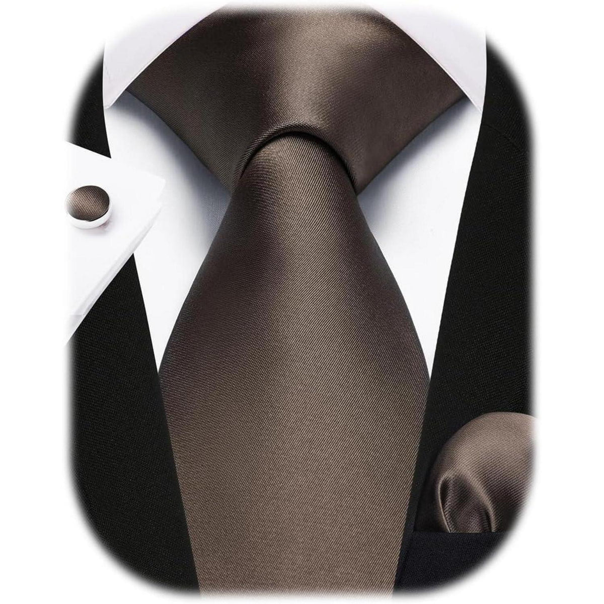 Herren Krawatten-Set mit Einstecktuch und Manschettenknöpfen, Seide Paisley
