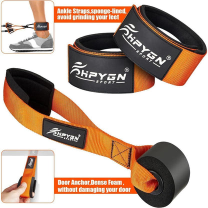 Widerstandsbänder Set 136 kg mit Griffen & Zubehör Orange Schwarz