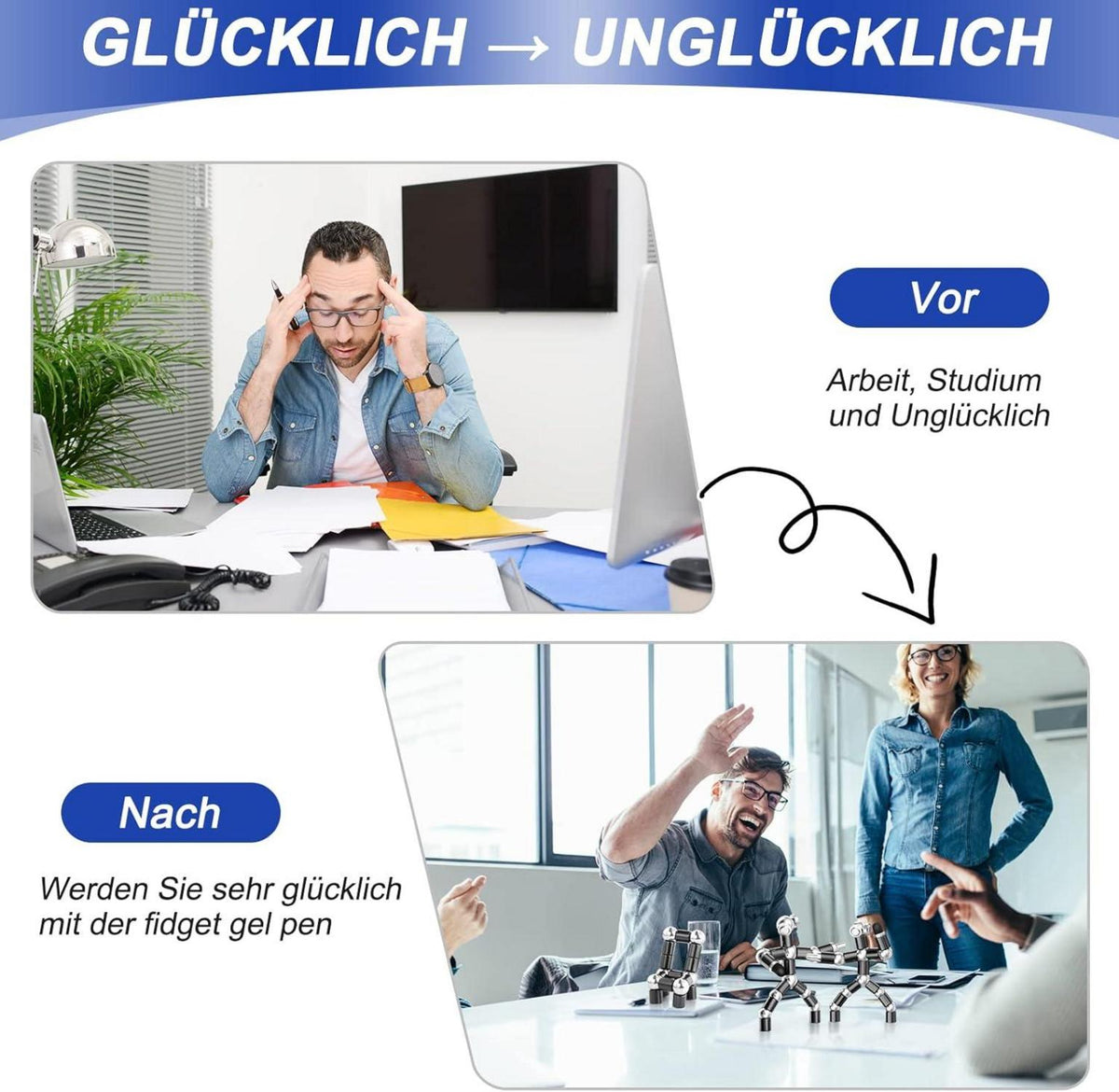 Fidget Gel Pen Geschenk für Männer Frauen - Lustiges