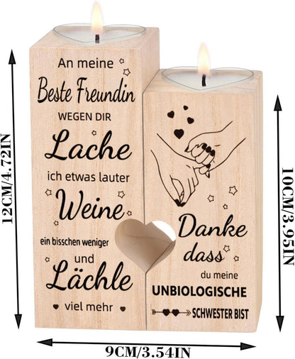 Holz Kerzenhalter Beste Freundin personalisiert Geburtstagsgeschenk