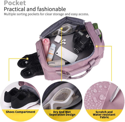 35L Faltbare Damen Sporttasche mit Schuh- und Nassfach - Rosa