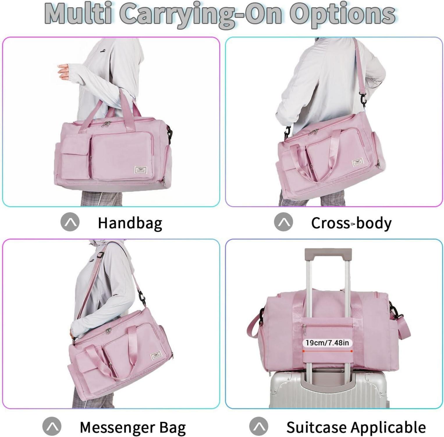 Faltbare Damen Sporttasche 35L Weekender Reisetasche Rosa
