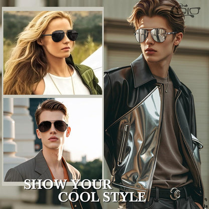 CGID Sonnenbrille Herren Pilotenbrille Al-Mg Polarisiert