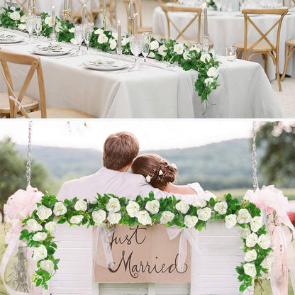 Künstliche Rosen Girlande 4er Set – 9.8m Hochzeit & Party Deko