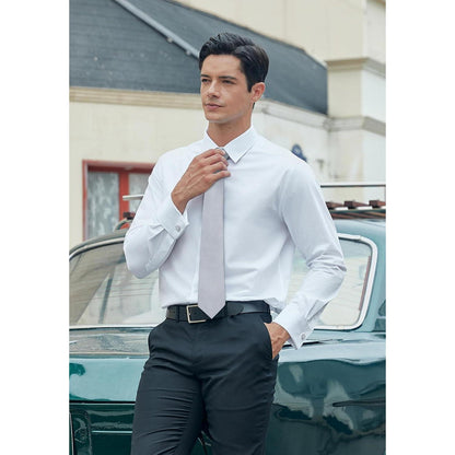 Herren Krawatten Set mit Einstecktuch & Manschettenknöpfen Grau/Silber