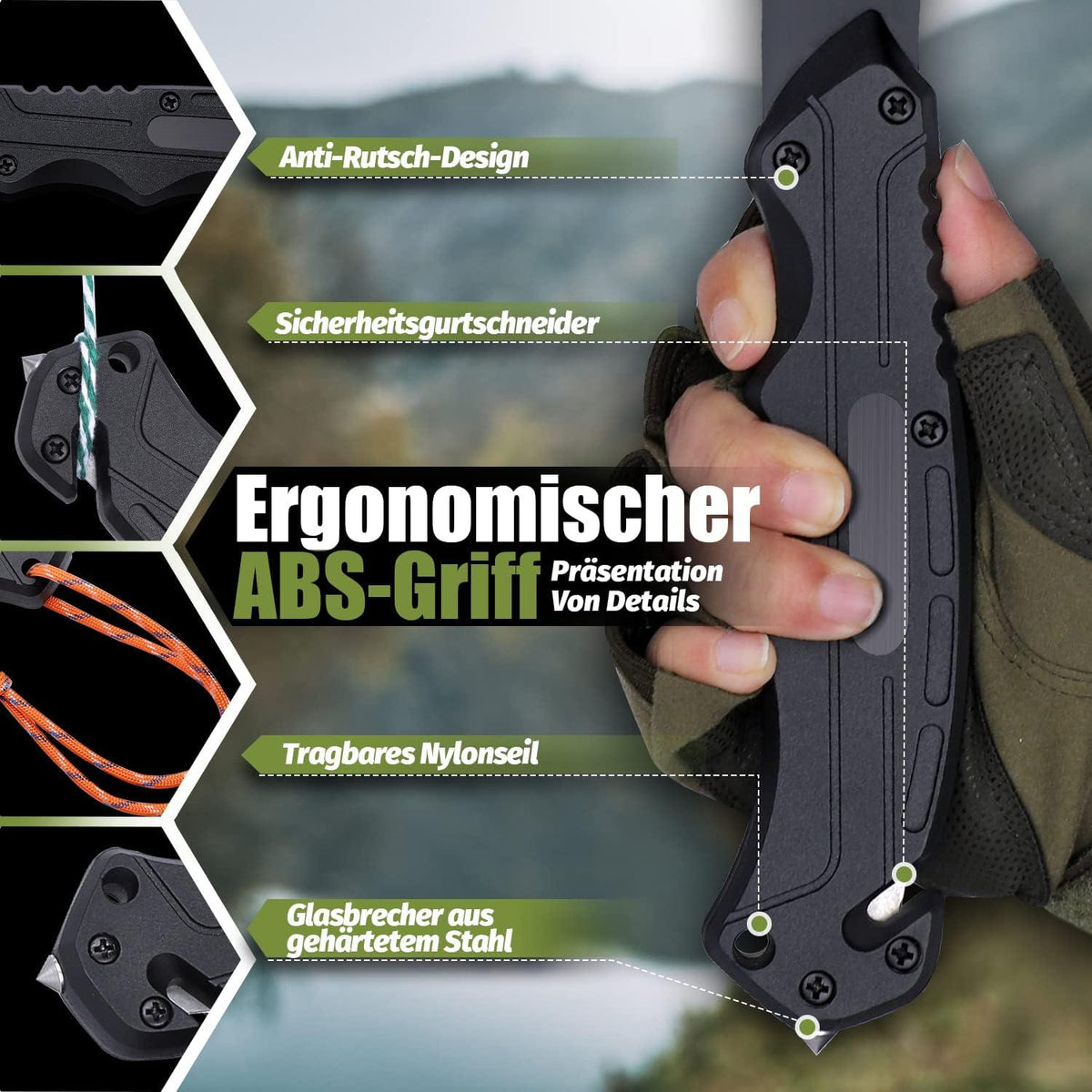 DRAGON RIOT Survival Axt Beil 8-in-1 Camping Outdoor Full Tang